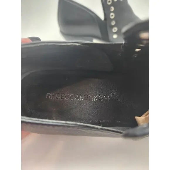 Rebecca Minkoff ANNETTE" LEATHER Studded Booties Women's 8 Black - Picture 12 of 16
